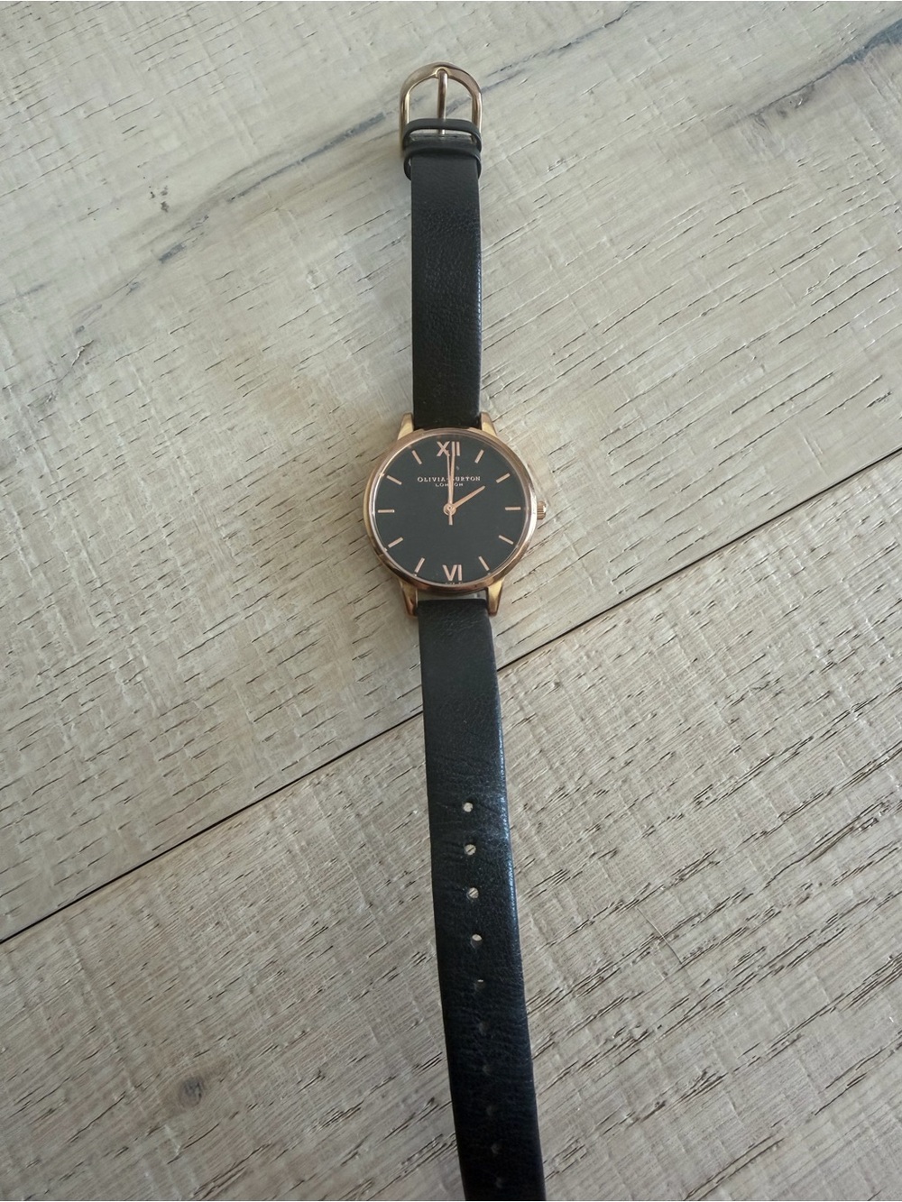 OLIVIA BURTON Black and Rose Gold Minimalist Watch